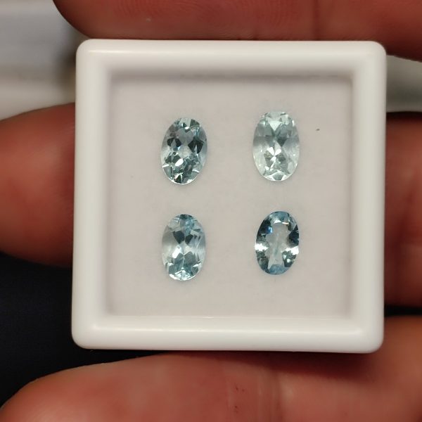 LOTE DE AGUAMARINA 6.0 x 4.0 M.M. OVALADAS CORTE DIAMANTE